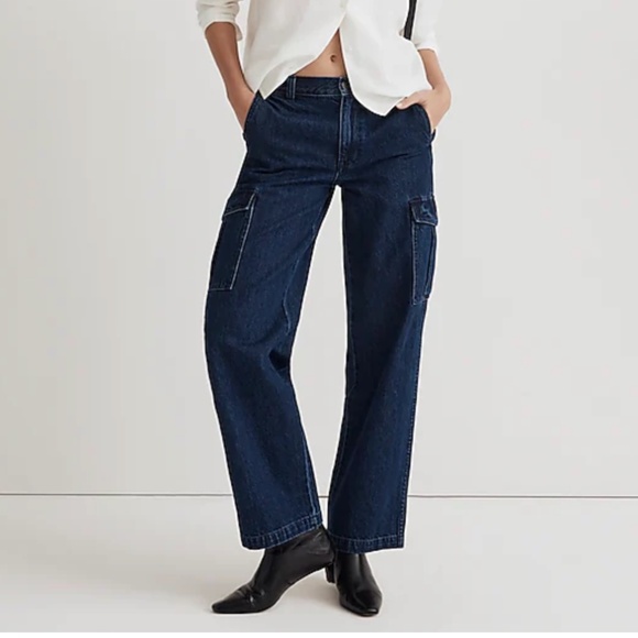 Madewell Low-Slung Straight Cargo Jeans in Martindale Wash Size 31 - Picture 1 of 16